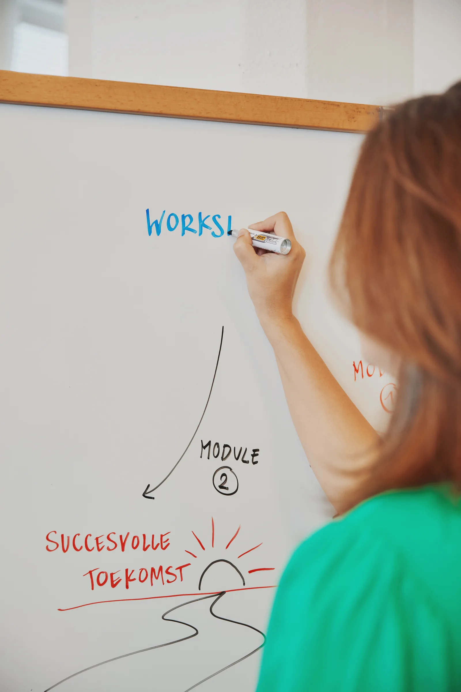 Sfeerimpressie van een creatieve workshop met mobiele schrijfwanden